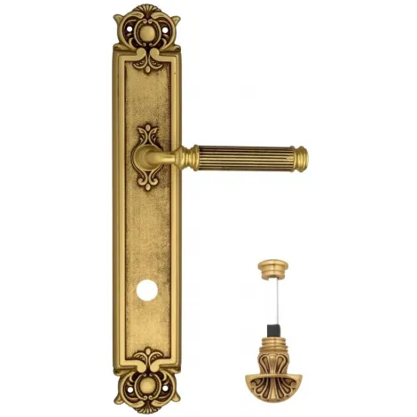 Дверная ручка Venezia \"MOSCA\" WC-4 на планке PL97 французское золото + коричневый