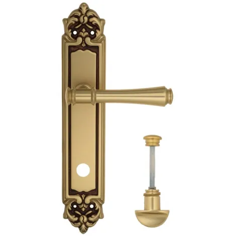 Дверная ручка Venezia \"CALLISTO\" WC-2 на планке PL96 французское золото + коричневый