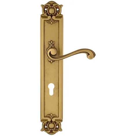 Дверная ручка Venezia \"VIVALDI\" CYL на планке PL97 французское золото + коричневый