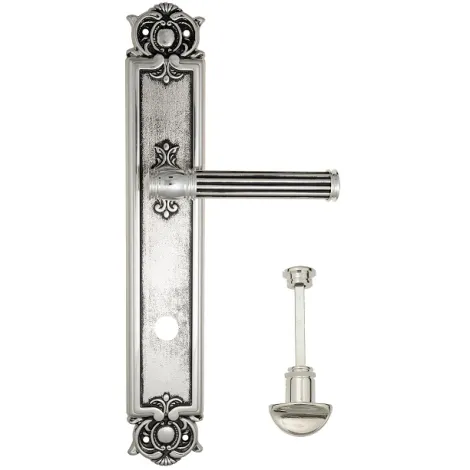 Дверная ручка Venezia \"IMPERO\" WC-2 на планке PL97 натуральное серебро + черный