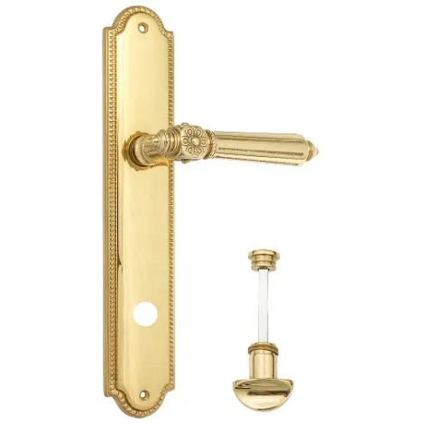 Дверная ручка Venezia \"CASTELLO\" WC-2 на планке PL98 полированная латунь