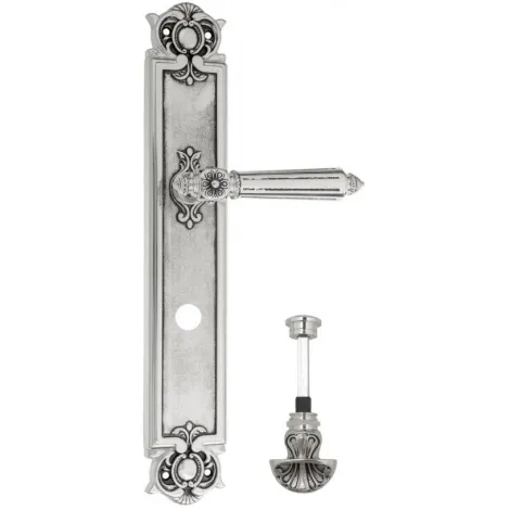 Дверная ручка Venezia \"CASTELLO\" WC-4 на планке PL97 натуральное серебро + черный