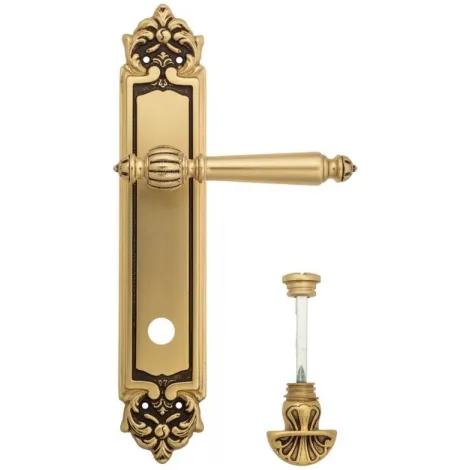 Дверная ручка Venezia \"PELLESTRINA\" WC-4 на планке PL96 французское золото + коричневый