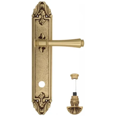 Дверная ручка Venezia \"CALLISTO\" WC-4 на планке PL90 французское золото + коричневый