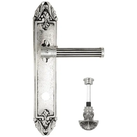 Дверная ручка Venezia \"IMPERO\" WC-4 на планке PL90 натуральное серебро + черный