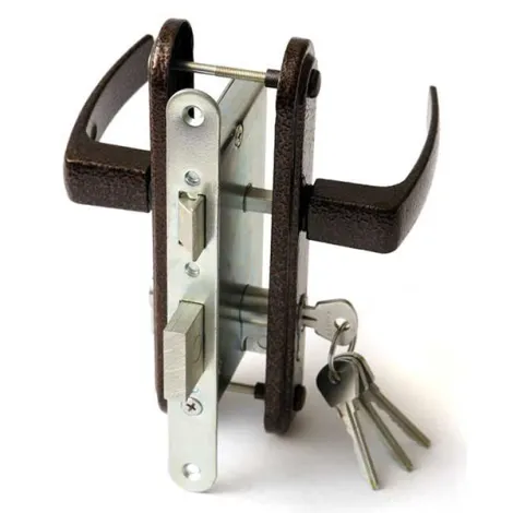 Замок врезной цилиндровый с защелкой в комплекте с ручкой Zenit ЗВ4-3.05 (медь), 4 кл.