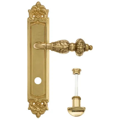Дверная ручка Venezia \"LUCRECIA\" WC-2 на планке PL96 полированная латунь