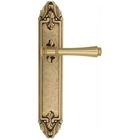 Дверная ручка Venezia \"CALLISTO\" на планке PL90 французское золото + коричневый