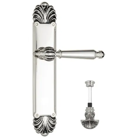 Дверная ручка Venezia \"PELLESTRINA\" WC-4 на планке PL87 натуральное серебро + черный