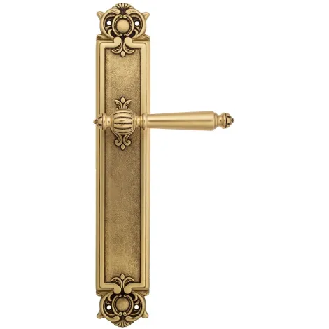 Дверная ручка Venezia \"PELLESTRINA\" на планке PL97 французское золото + коричневый