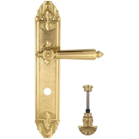 Дверная ручка Venezia \"CASTELLO\" WC-4 на планке PL90 полированная латунь