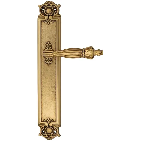 Дверная ручка Venezia \"OLIMPO\" на планке PL97 французское золото + коричневый