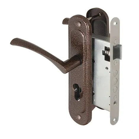 Корпус врезного замка с ручками на планке Ajax KIT А7-5555/3 W/B MOS медный антик