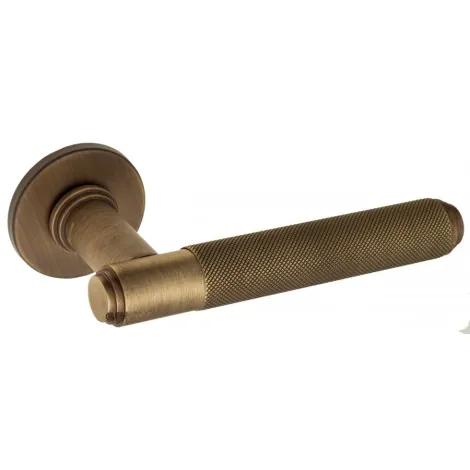 Дверная ручка на круглом основании Venezia \"EXA ZIG\" FSR матовая бронза