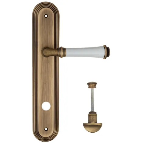 Дверная ручка на планке Fratelli Cattini \"GRACIA CERAMICA BIANCO\" WC-2 PL288-BY матовая бронза