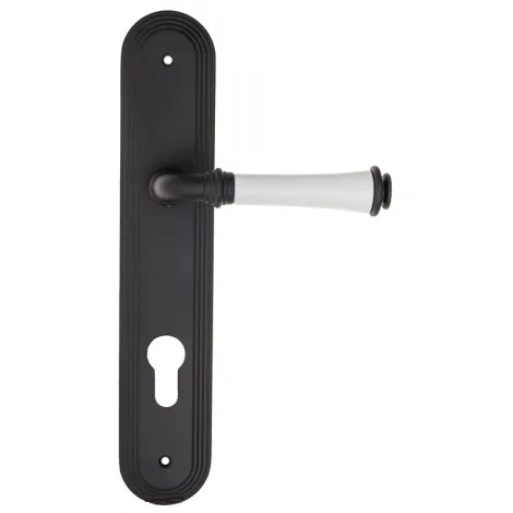 Дверная ручка на планке Fratelli Cattini \"GRACIA CERAMICA BIANCO\" CYL PL288-NM матовый черный