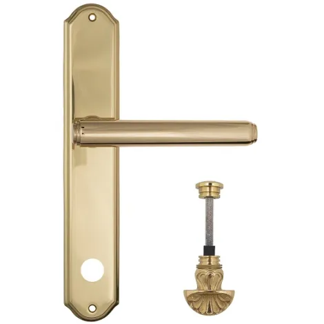 Дверная ручка Venezia \"EXA\" WC-4 на планке PL02 полированная латунь