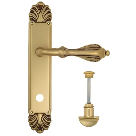 Дверная ручка Venezia \"ANAFESTO\" WC-2 на планке PL87 французское золото + коричневый