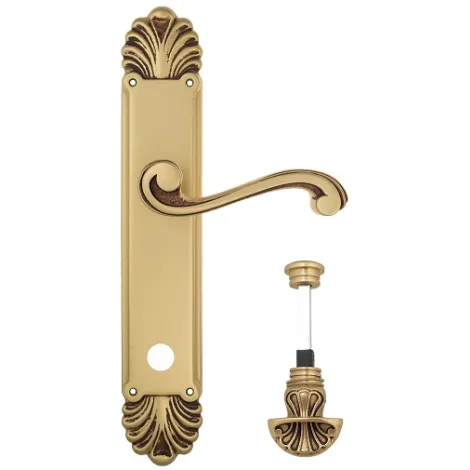 Дверная ручка Venezia \"VIVALDI\" WC-4 на планке PL87 французское золото + коричневый