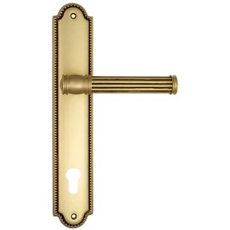 Дверная ручка Venezia \"IMPERO\" CYL на планке PL98 французcкое золото + коричневый