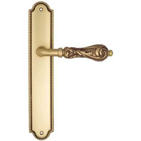 Дверная ручка Venezia \"MONTE CRISTO\" на планке PL98 французское золото + коричневый
