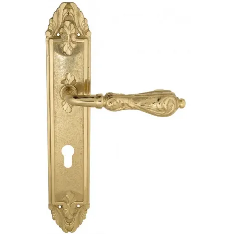 Дверная ручка Venezia \"MONTE CRISTO\" CYL на планке PL90 полированная латунь