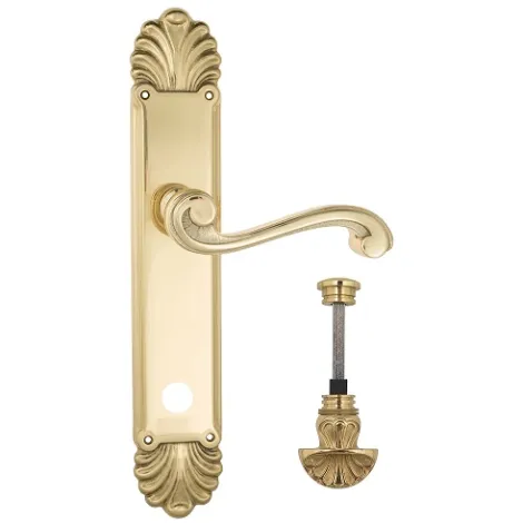 Дверная ручка Venezia \"VIVALDI\" WC-4 на планке PL87 полированная латунь