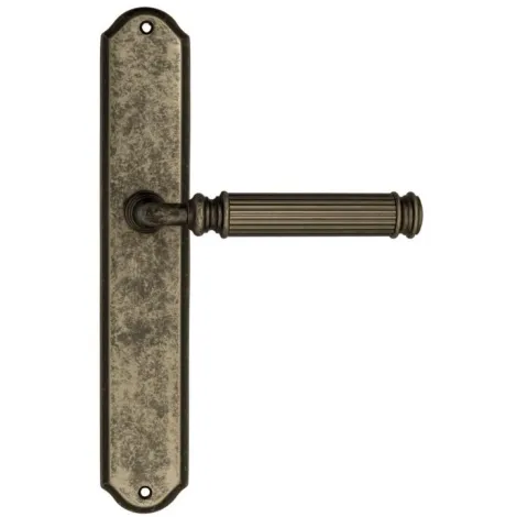 Дверная ручка Venezia \"MOSCA\" на планке PL02 античное серебро