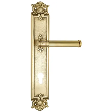 Дверная ручка Venezia \"IMPERO\" CYL на планке PL97 полированная латунь