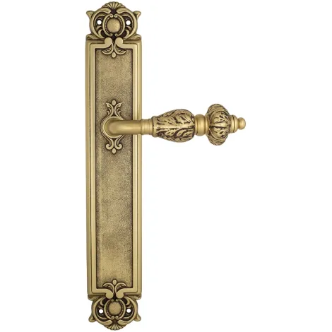 Дверная ручка Venezia \"LUCRECIA\" на планке PL97 французское золото + коричневый