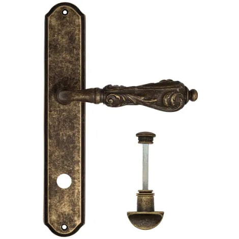 Дверная ручка Venezia \"MONTE CRISTO\" WC-2 на планке PL02 античная бронза