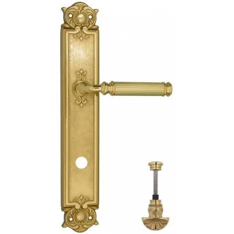 Дверная ручка Venezia \"MOSCA\" WC-4 на планке PL97 полированная латунь