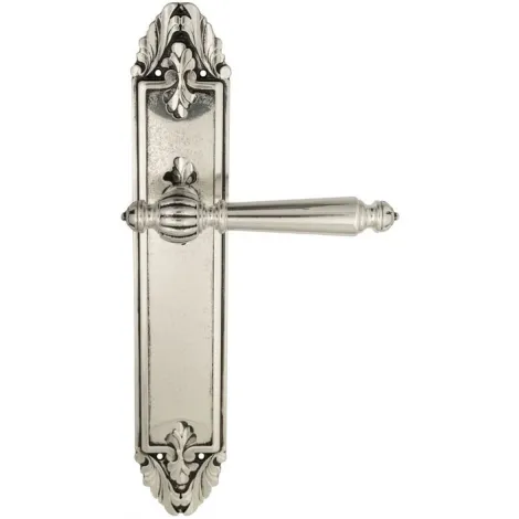 Дверная ручка Venezia \"PELLESTRINA\" на планке PL90 натуральное серебро + черный