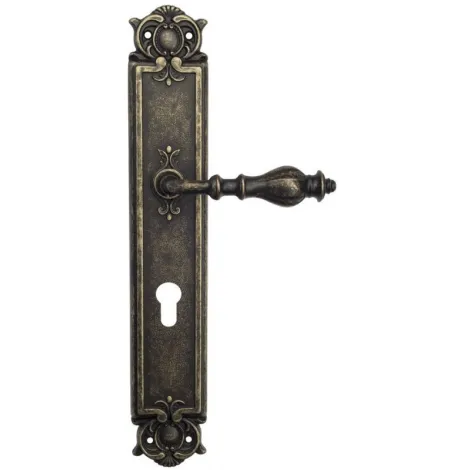 Дверная ручка Venezia \"GIFESTION\" CYL на планке PL97 античная бронза