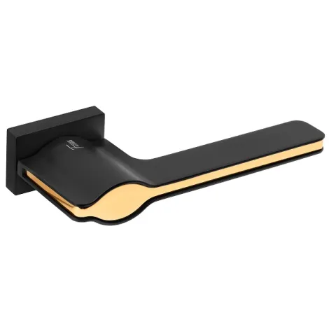 Дверная ручка на прямоугольном основании FANTOM \"Патти\" MB/Gold черный/золото