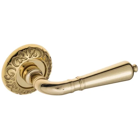 Дверная ручка на круглом основании Venezia \"VIGNOLE\" D4 полированная латунь