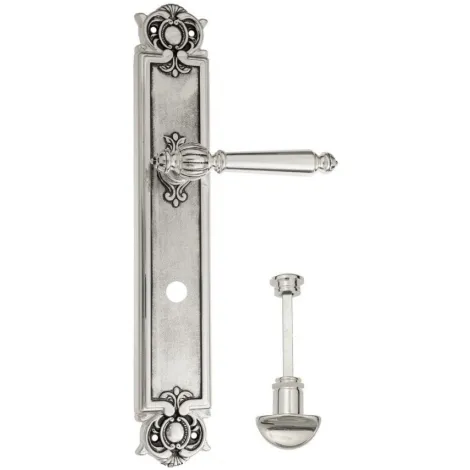 Дверная ручка Venezia \"PELLESTRINA\" WC-2 на планке PL97 натуральное серебро + черный