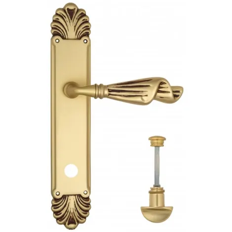 Дверная ручка Venezia \"OPERA\" WC-2 на планке PL87 французское золото + коричневый