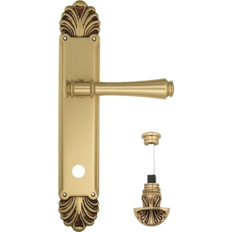 Дверная ручка Venezia \"CALLISTO\" WC-4 на планке PL87 французское золото + коричневый