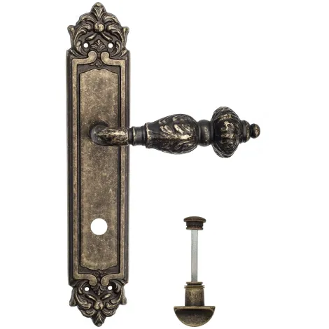 Дверная ручка Venezia \"LUCRECIA\" WC-2 на планке PL96 античная бронза