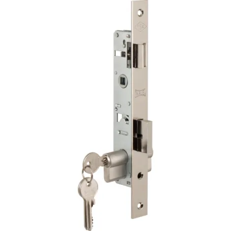 Корпус узкопрофильного замка с защелкой Kale Kilit 253 (25 mm) w/b никель