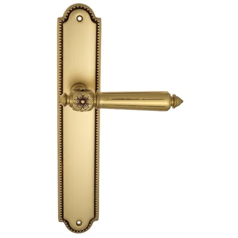 Дверная ручка Venezia \"CASTELLO\" на планке PL98 французское золото + коричневый