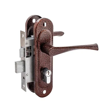 Замок врезной цилиндровый с защёлкой в комплекте с ручкой Zenit ЗВ4-50.01 (медь), 5 кл.