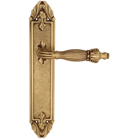 Дверная ручка Venezia \"OLIMPO\" на планке PL90 французское золото + коричневый