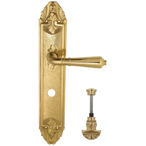 Дверная ручка Venezia \"VIGNOLE\" WC-4 на планке PL90 полированная латунь