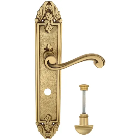 Дверная ручка Venezia \"VIVALDI\" WC-2 на планке PL90 французское золото + коричневый