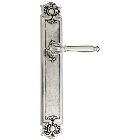 Дверная ручка Venezia \"PELLESTRINA\" на планке PL97 натуральное серебро + черный