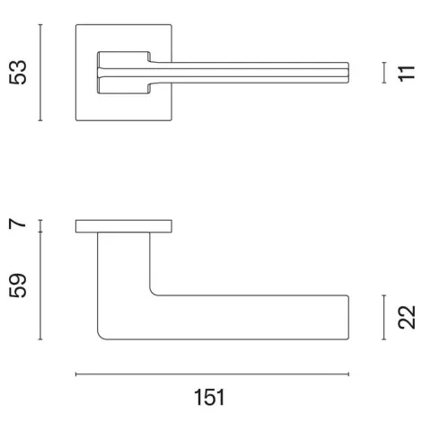 Дверная ручка на квадратном основании STILE OMA Q SLIMM 7mm CP cветло-коричневый