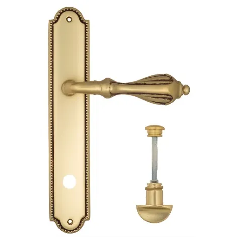 Дверная ручка Venezia \"ANAFESTO\" WC-2 на планке PL98 французское золото + коричневый