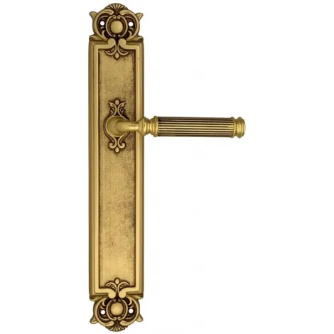 Дверная ручка Venezia \"MOSCA\" на планке PL97 французское золото + коричневый